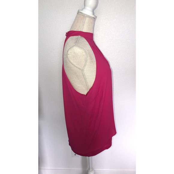 Bar III Fuscia Chocker Neck Keyhole Vented Blouse - XL - Picture 3 of 5